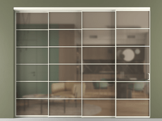 Перегородка Formato внутри проёма 4 створки с синхронным механизмом