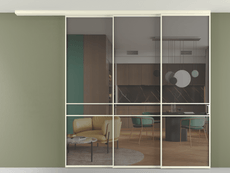 Перегородка Формато вдоль стены на потолок 3 створки с синхронным механизмом