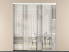 Перегородка Mosaic внутри проёма 3 створки с синхронным механизмом