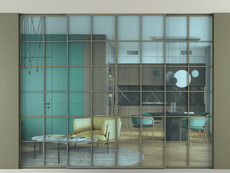 Перегородка Formato внутри проёма четырёхстворчатая со скрытым креплением в потолок