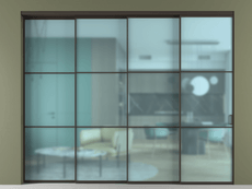 Перегородка Formato внутри проёма 4 створки с синхронным механизмом