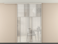 Перегородка Мозаик вдоль стены на потолок 2 створки с синхронным механизмом