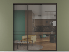 Перегородка Формато внутри проёма 3 створки с синхронным механизмом