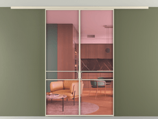 Перегородка Formato вдоль стены на потолок двустворчатая