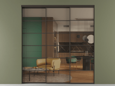 Перегородка Formato внутри проёма 3 створки с синхронным механизмом