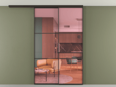 Перегородка Formato вдоль стены на потолок 2 створки с синхронным механизмом