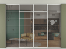 Перегородка Formato внутри проёма скрытое крепление в потолок 4 створки