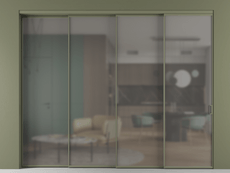 Перегородка Formato внутри проёма 4 створки с синхронным механизмом