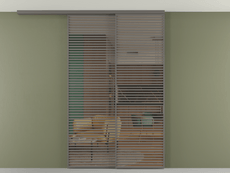 Перегородка Формато вдоль стены на потолок 2 створки с синхронным механизмом