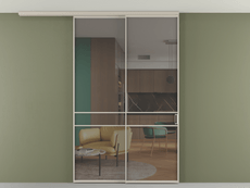 Перегородка Formato вдоль стены на потолок 2 створки с синхронным механизмом