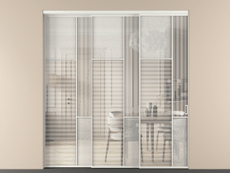 Перегородка Mosaic внутри проёма 3 створки с синхронным механизмом