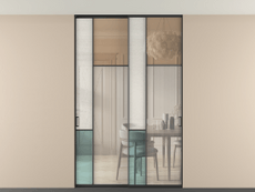 Перегородка Мозаик внутри проёма скрытое крепление в потолок 2 створки