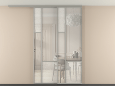 Перегородка Мозаик вдоль стены на потолок 2 створки с синхронным механизмом