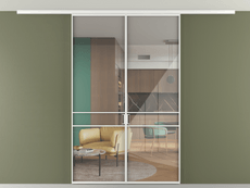 Перегородка Формато вдоль стены на потолок 2 створки