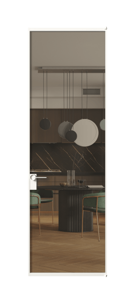 Дверь межкомнатная АЛПЛ040.01 Бронза триплекс БЕЛ. Цвет Алюминий Белый. Материал Алюминий. Коллекция Formato. Картинка.