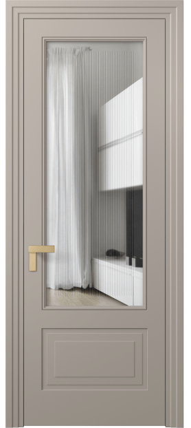 Дверь межкомнатная 8342 МБСК Прозрачное стекло с гравировкой Rocca. Цвет Матовый бисквитный. Материал Гладкая эмаль. Коллекция Rocca. Картинка.