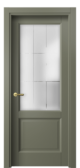 Дверь межкомнатная 1422 МОТ Cатинированное стекло лофт. Цвет Матовый оливковый тёмный. Материал Гладкая эмаль. Коллекция Galant. Картинка.