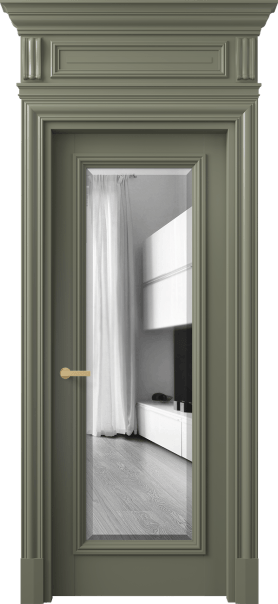 Дверь межкомнатная 7300 МОТ ДВ ЗЕР Ф. Цвет Матовый оливковый тёмный. Материал Гладкая эмаль. Коллекция Антик. Картинка.