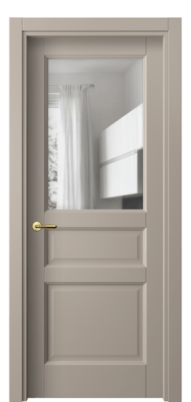 Дверь межкомнатная 1432 МБСК Прозрачное стекло. Цвет Матовый бисквитный. Материал Гладкая эмаль. Коллекция Galant. Картинка.