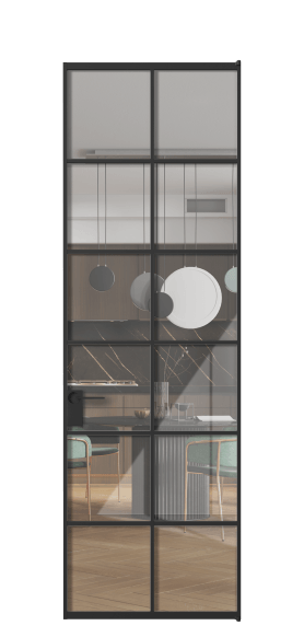 Дверь межкомнатная АЛПЛ040.05 ЧРН Алюминий Черный Stopsol Clear прозрачное. Цвет Алюминий Черный. Материал Алюминий. Коллекция Formato. Картинка.